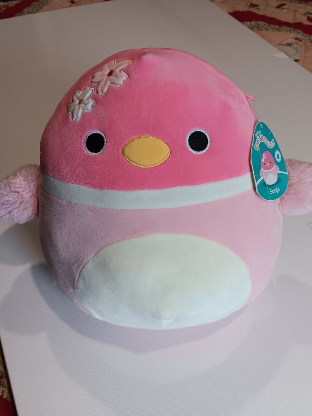 NWT Squishmallow Sonja Duck Sakura Pink Mallard Flower Plush Toy 11"